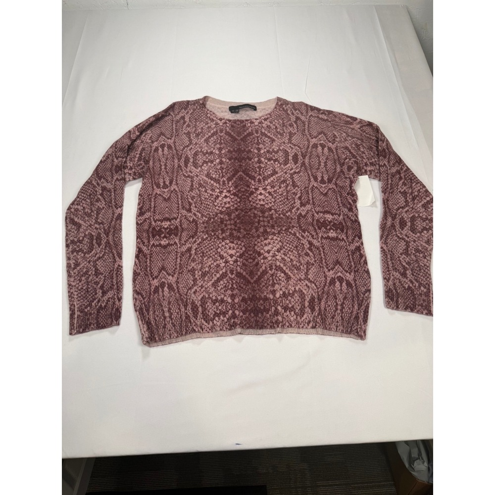 360Cashmere Womens Mauve Burgundy Snakeskin Print Cashmere Sweater Medium NWT